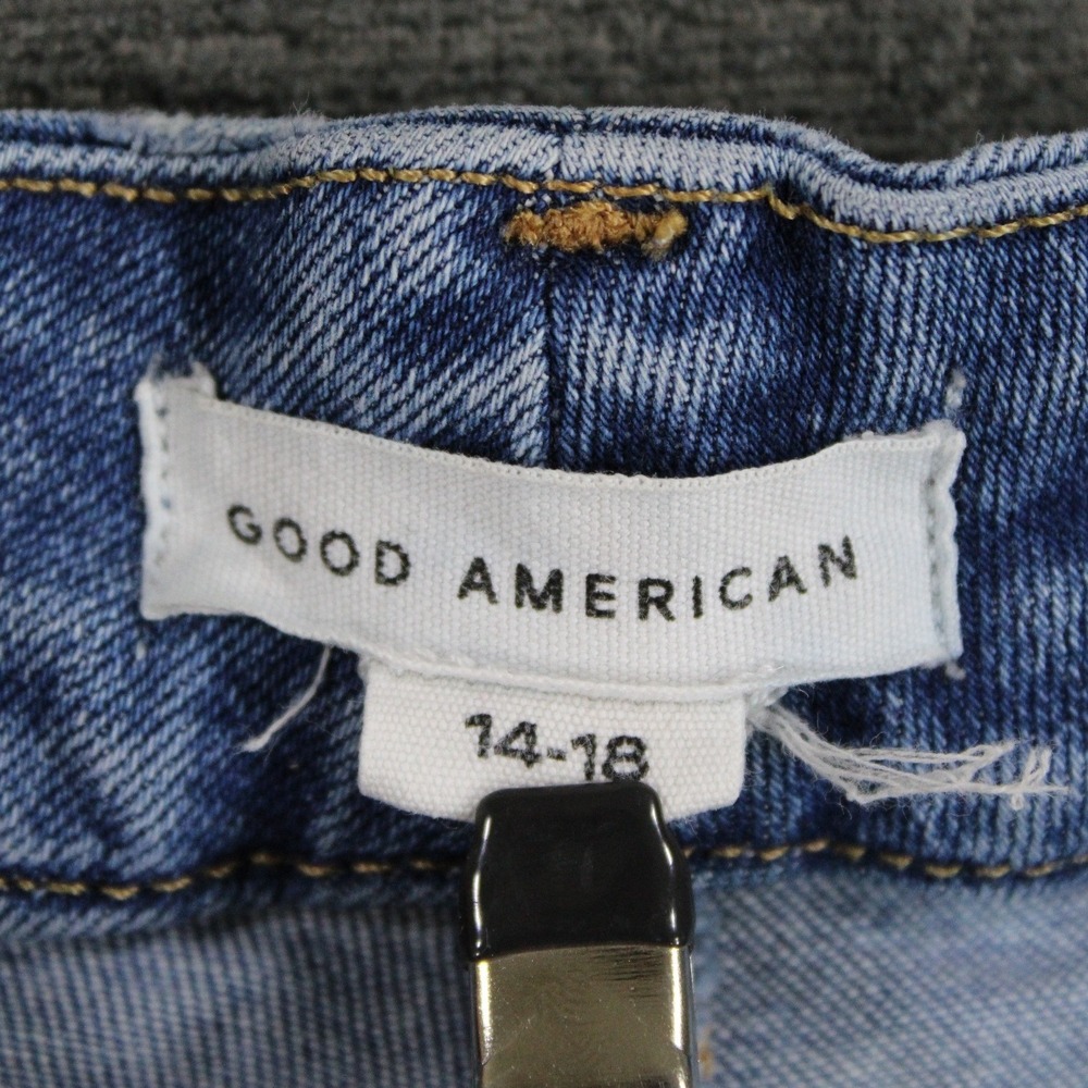 Good American Always Fits Good Straight Jeans Indigo316 Size 14-18 Raw Hem Blue - Picture 7 of 10